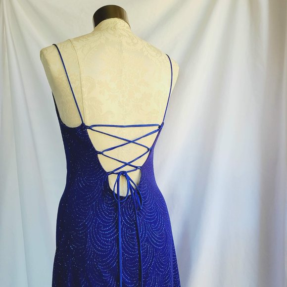 Royal Blue Strappy Formal Gown - Picture 2 of 6